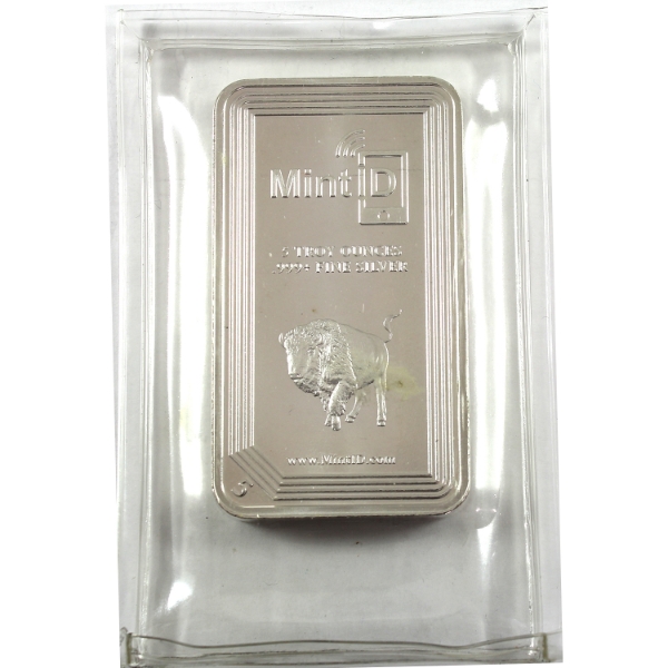 5oz Mint ID .999+ Fine Silver Bar, Sealed (Tax Exempt)