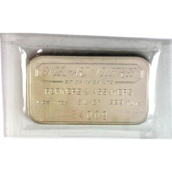 1oz Engelhard Canada c.1970s .999 Silver Bar, SN: 84009 *Scarce!* Mintage of 1000! (Tax Exempt)
