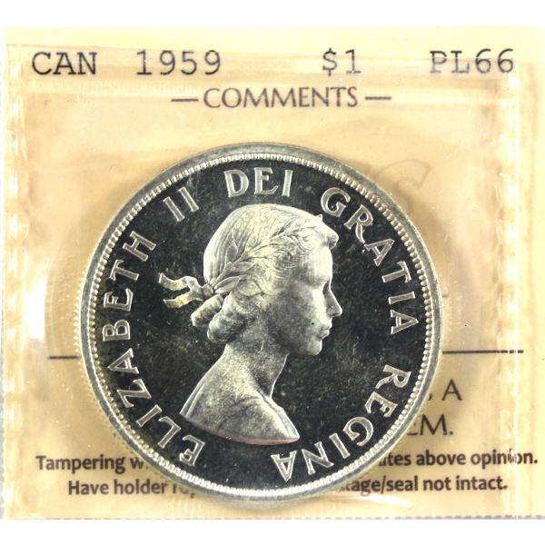Silver $1 1959 ICCS PL66 Cameo
