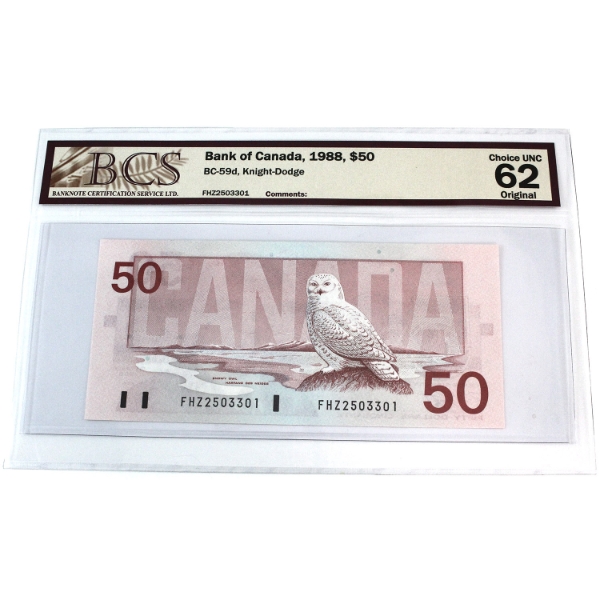 BC-59d 1988 $50 BCS CUNC62 Original, Knight-Dodge SN: FHZ2503301