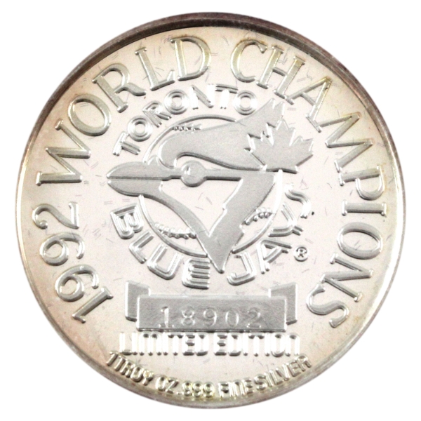1993 Toronto Blue Jays 1oz American League Champions .999 Fine w/ COA (Tax Exempt)
