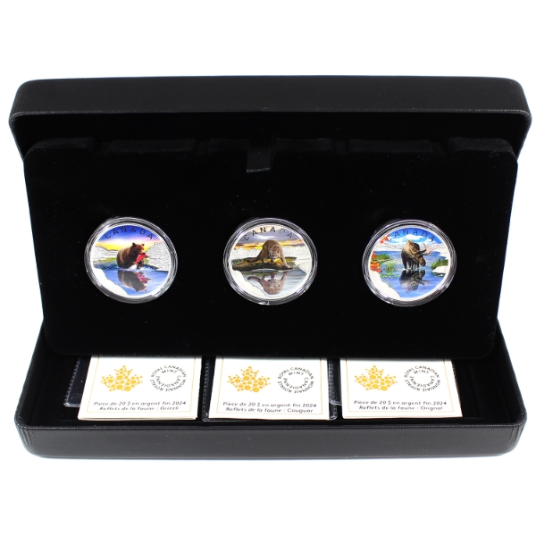 2024 $20 Reflections of Wildlife 3-Coin .9999 Fine Silver Set (Tax Exempt)