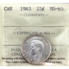 Image 1 : 25-cent 1943 ICCS MS65
