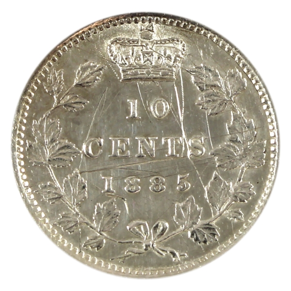 10-cent 1885 Obverse 4 AU-UNC (Impaired)