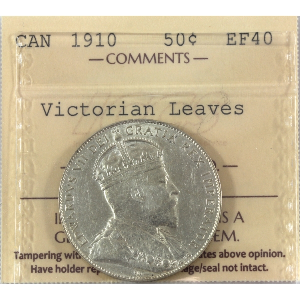 50-cent 1910 Victorian Leaves ICCS EF40