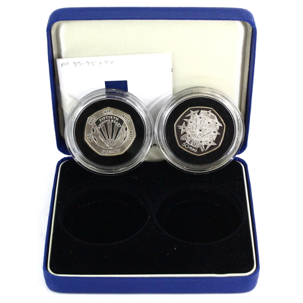 Great Britain Silver 1998 Silver Proof Piedfort 50 Pence .925 Sterling Silver 2pc Set