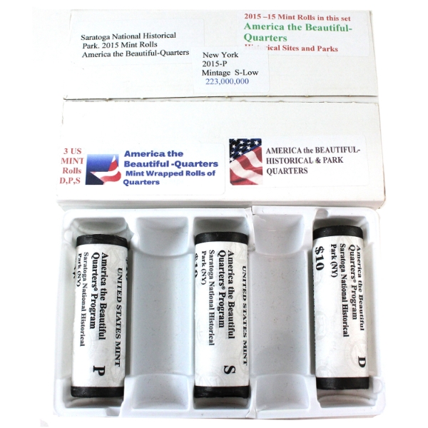 *USA 2015 America The Beautiful-Saratoga National Historical Park Quarter Rolls of 40pcs.