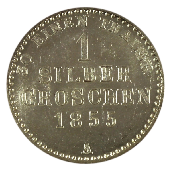 German States-Waldeick-Pyrmont Silver 1855A Groschen Choice BU