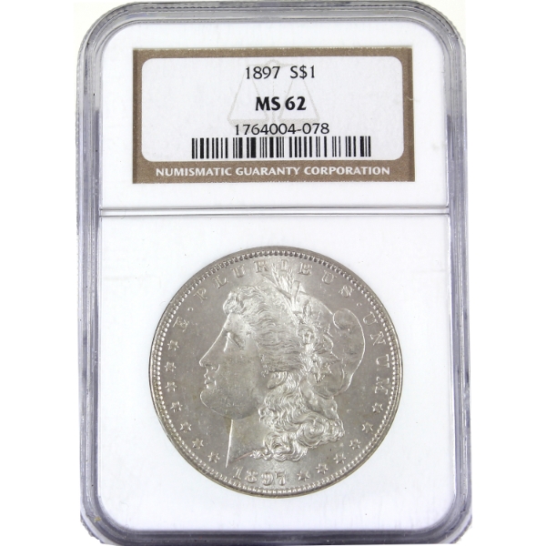USA Silver 1897 Morgan Dollar NGC MS62