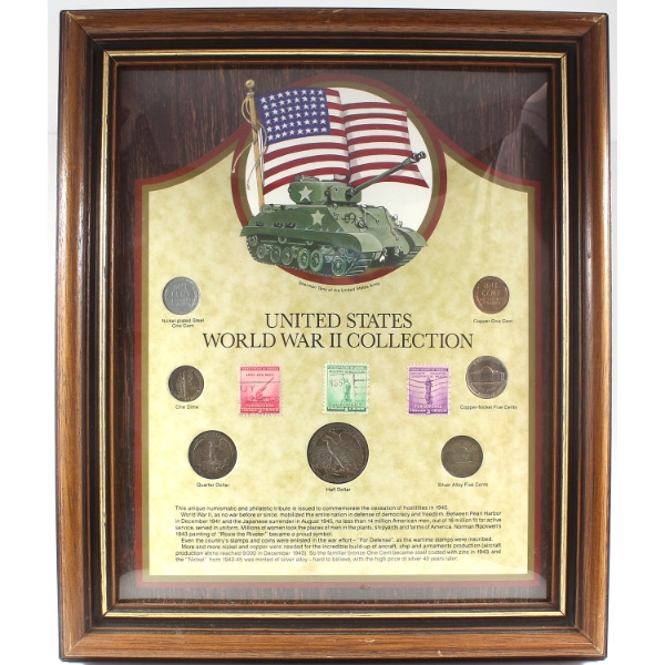 United States World War II Collection in Wooden Frame