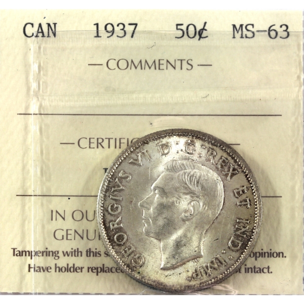 50-cent 1937 ICCS MS63