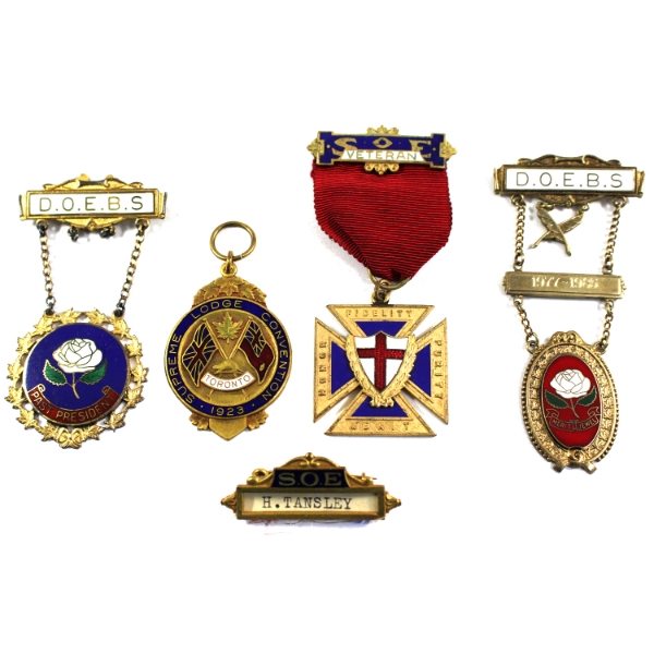 Lot of 5x H. Tansley and Sister M Field Lodge Commemorative Pins. 5pcs. 