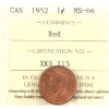 Image 1 : 1-cent 1952 ICCS MS66 Red