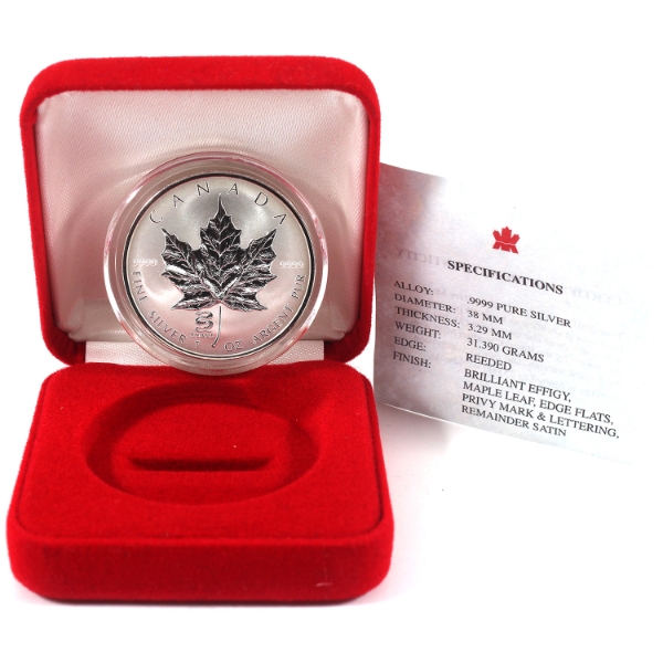 2001 $5 SML w/ Snake Privy Mark .9999 Fine Silver in Red Velvet Case w/ COA (Tax Exempt)