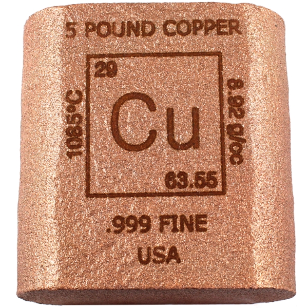5 Pound .999 Fine Copper Bar