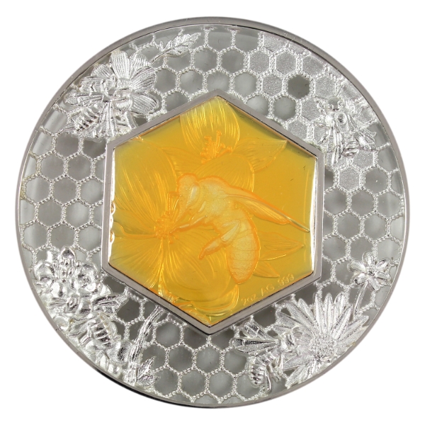 Solomon Islands Silver 2023 $5 Filigree Honeybee 2oz .999 Fine Silver in Magnetic Frame Case