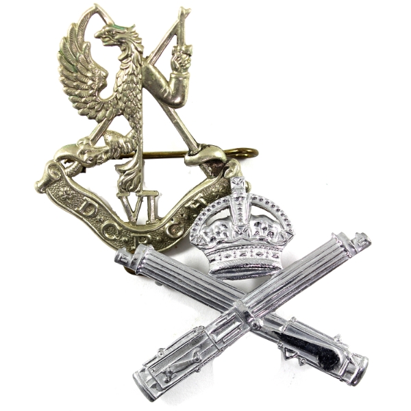 6th Duke of Connaught's Royal Canadian Hussars & WWI British BEF Machine Gun Corps Cap Badges. 2pcs