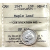 Image 1 : 10-cent 1947 Maple Leaf ICCS MS63