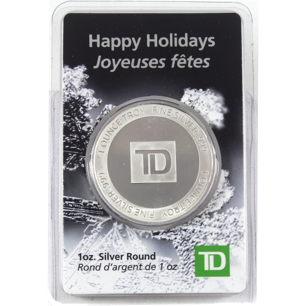 1oz TD Happy Holidays .999 Fine Silver Round (Tax Exempt)