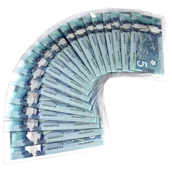 19x BC-69a 2013 $5 Some Consecutive UNC or Better Macklem-Carney HBG Prefix. 19pcs