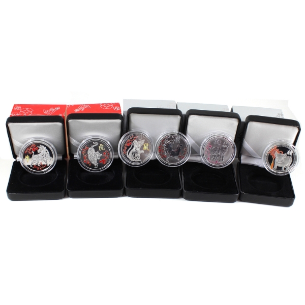 6x 1oz TD Lunar Series .999 Fine Silver Rounds in Deluxe Case with 5 Individual Clam Shell Cases