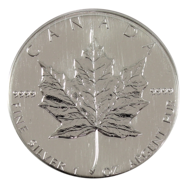 1oz 1996 $5 Silver Maple Leaf .9999 Fine Silver Coin (Tax Exempt)
