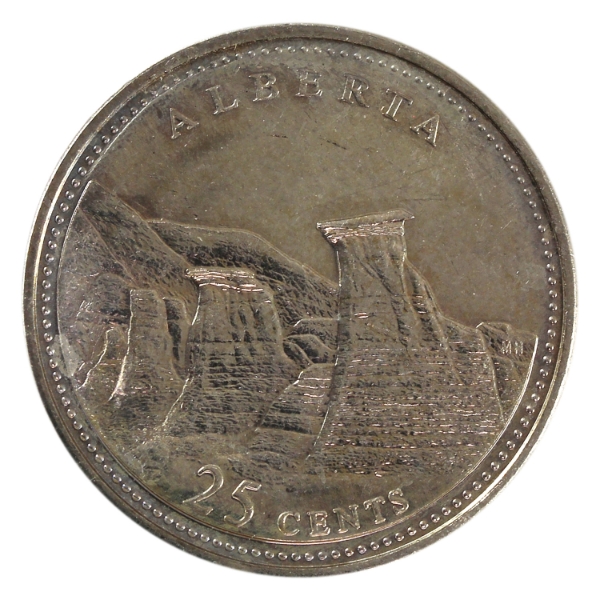 ERROR 25-cent 1992 Alberta, Struck on Non Magnetic Planchet