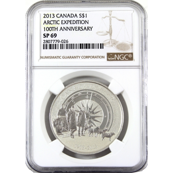 2013 $1 Arctic Expedition Centennial .9999 Proof Silver Coin NGC SP69 (Tax Exempt)