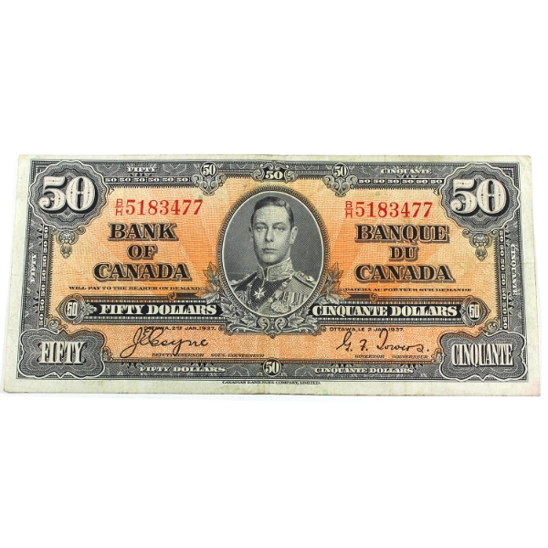 BC-26c 1937 $50 VF-EF Coyne-Towers SN: B/H5183477