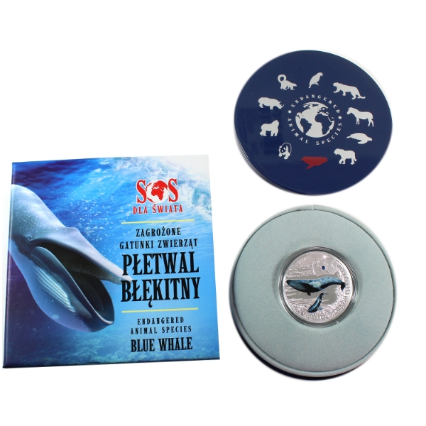 Niue Silver 2015 $1 SOS Endangered Animal Species- Blue Whale 1/2oz .999 Fine Silver Coin