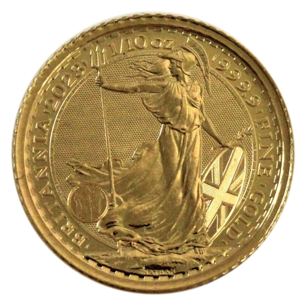 1/10oz Great Britain 2023 10 Pounds Britannia .9999 Fine Gold Coin