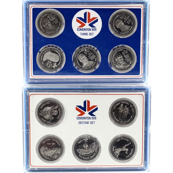Lot of 2x 1978 Edmonton Commonwealth Games Athlete Nickel Token Sets. 2 sets