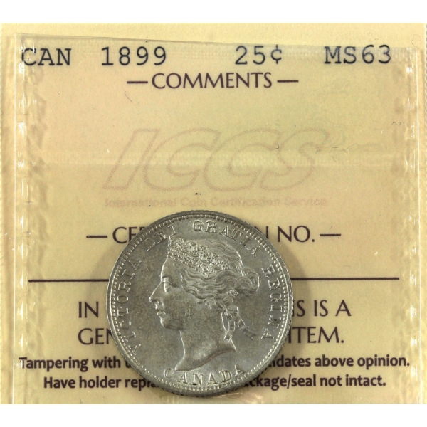 25-cent 1899 ICCS MS63