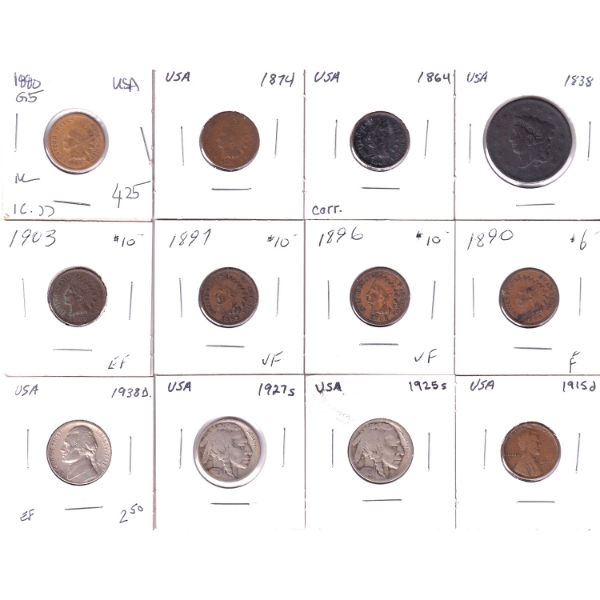 USA 1838-1938 1-cent & 5-cent. 12pcs