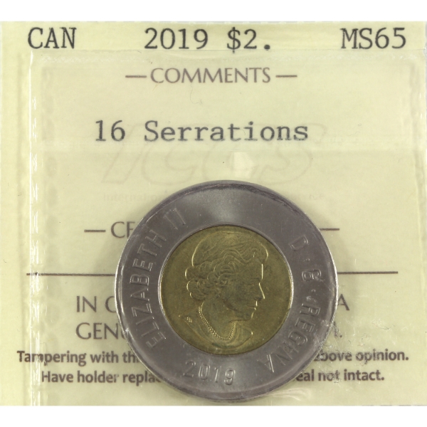 $2 2019 16 Serrations ICCS MS65