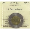 Image 1 : $2 2019 16 Serrations ICCS MS65