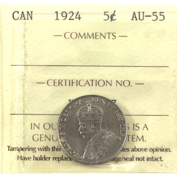 5-cent 1924 ICCS AU55