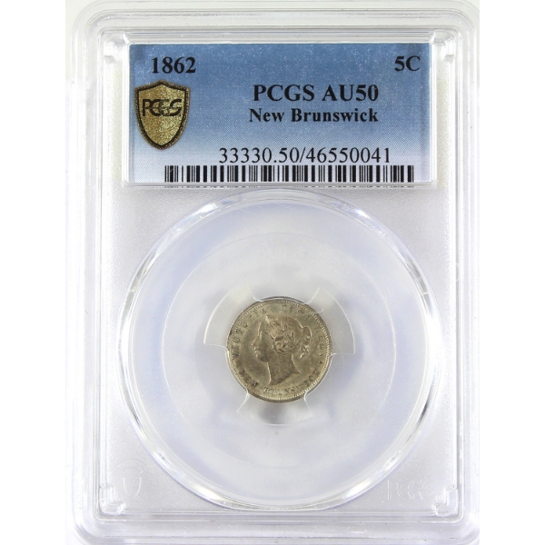 New Brunswick 5-cent 1862 PCGS AU50