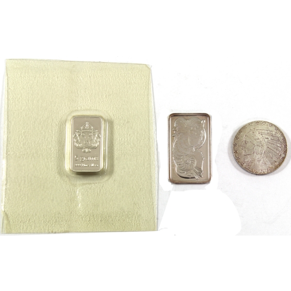 Approx. 10.6g Lot Total! Assorted .999 Fine Silver Bars & Round. 3pcs. (Tax Exempt)