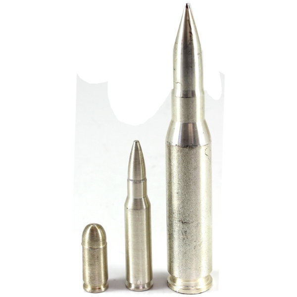 13oz Lot Total! 10oz, 2oz & 1oz .999 Fine Silver Replica Bullets. 3pcs (Tax Exempt)