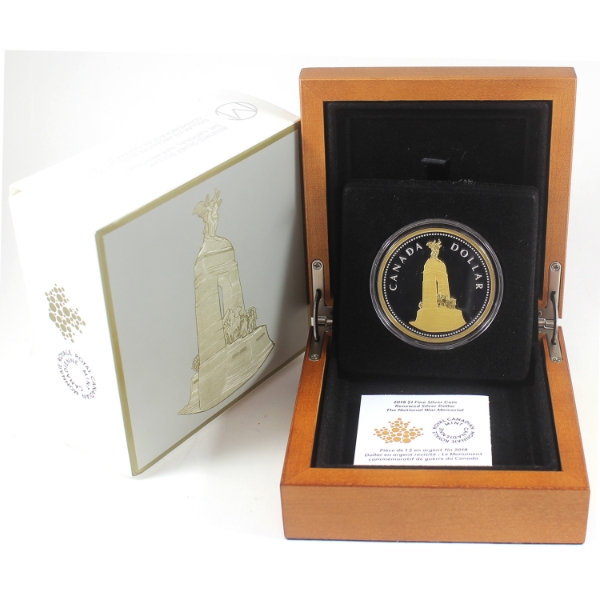 2018 $1 Renewed Silver Dollar: The National War Memorial 2oz .9999 Fine Silver (Tax Exempt)