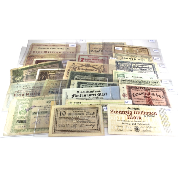 Group Lot of 24x Germany Notgeld Notes. Each Note is Different. 24pcs