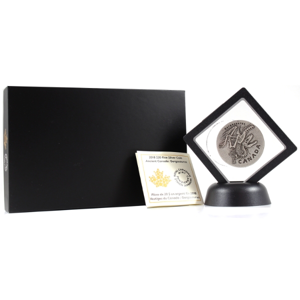 2018 $20 Ancient Canada: Gorgosaurus 1oz .9999 Fine Silver Coin w/ Antique Finish (Tax Exempt)