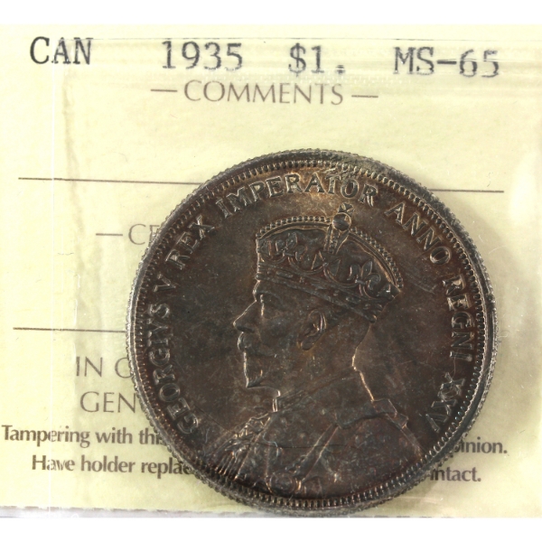 Silver $1 1935 ICCS MS65