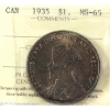 Image 1 : Silver $1 1935 ICCS MS65