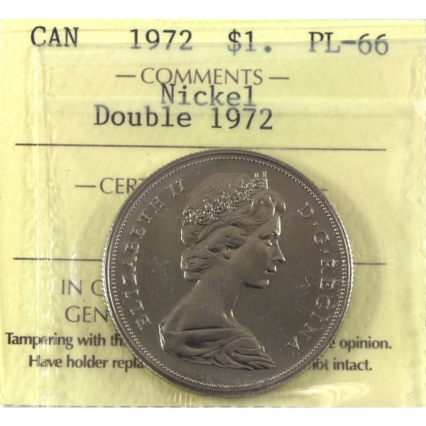 Nickel $1 1972 Double 1972 ICCS PL66