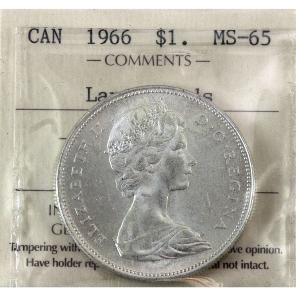 Silver $1 1966 Large Beads ICCS MS65