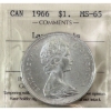 Silver $1 1966 Large Beads ICCS MS65