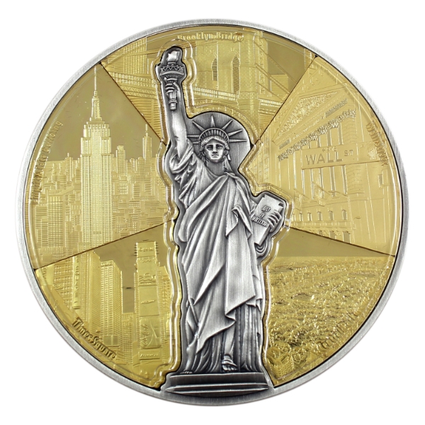 Barbados Silver 2024 $5 400 Years New York City Coin w/ Gold Plating (Tax Exempt)