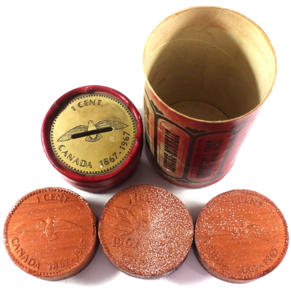 Canada-Amway 1980 "Penny Roll Soap" Cardboard Penny Bank w/ Soap Cakes